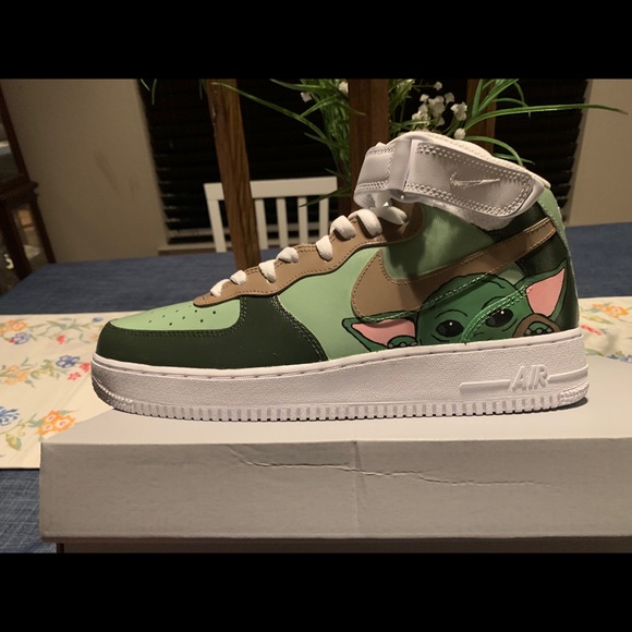 Custom Hand Painted Nike Air Force 1 Baby Yoda